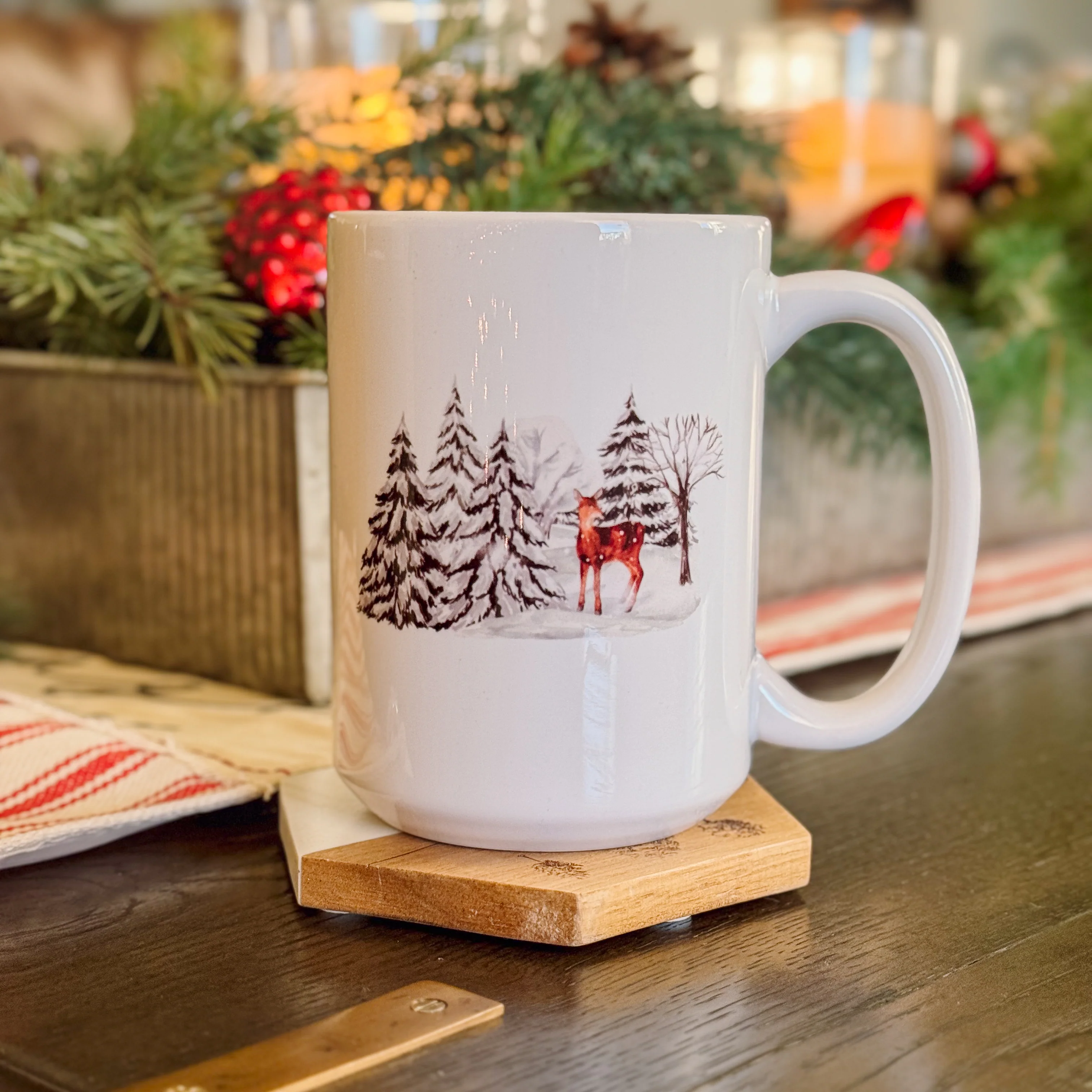 Solid Holiday Mug Collection Winter Deer 15 oz Next-Generation