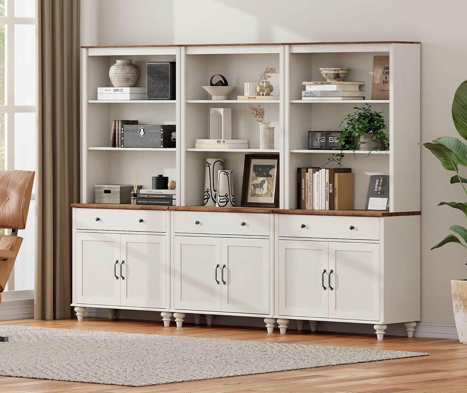 User-Friendly White Wooden Farmhouse Barn Door Storage Bookshelf Premium Material