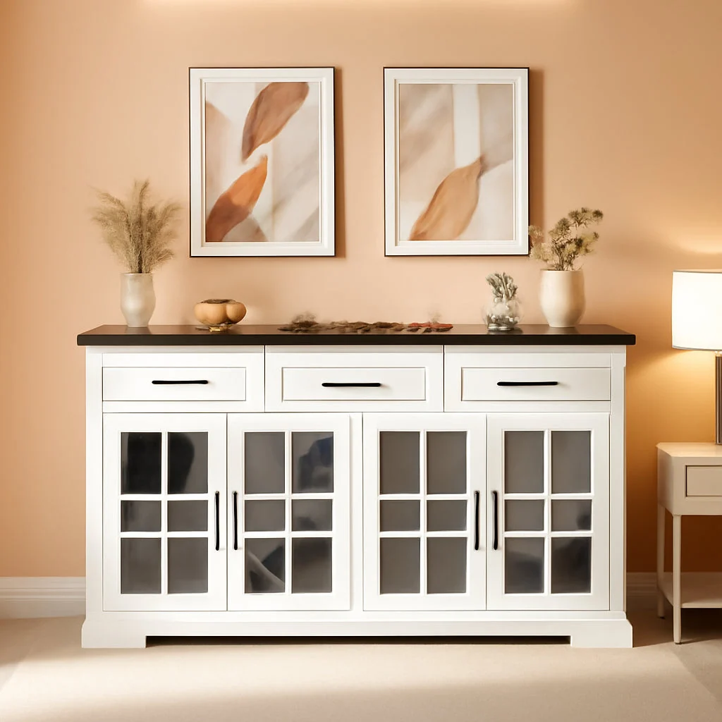 Reusable 63Inch White Farmhouse Sideboard Cabinet Storage Organization Innovative