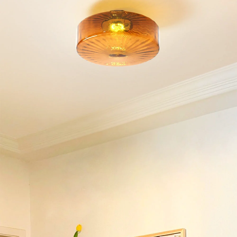 Casual Medieval Glass Corrugated Ceiling Lamp Exceptional
