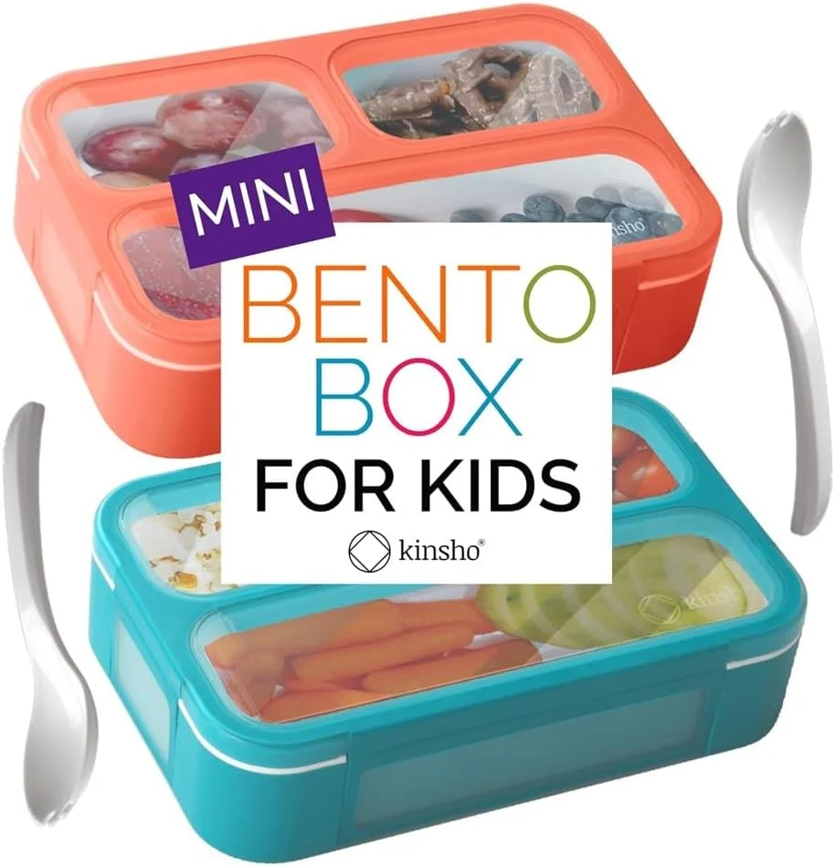 Smooth Snack Containers - Mini Bento Box Small Lunch Boxes for Kids Toddlers Boys Girls Leakproof 3 Compartment Containers for Meal or Snacks Optimized