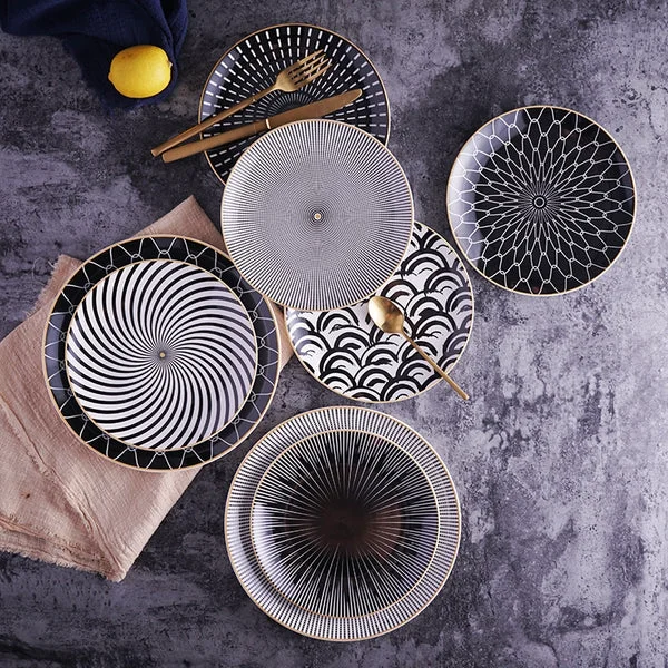 Traditional Geometric Ceramic Plates Flexible