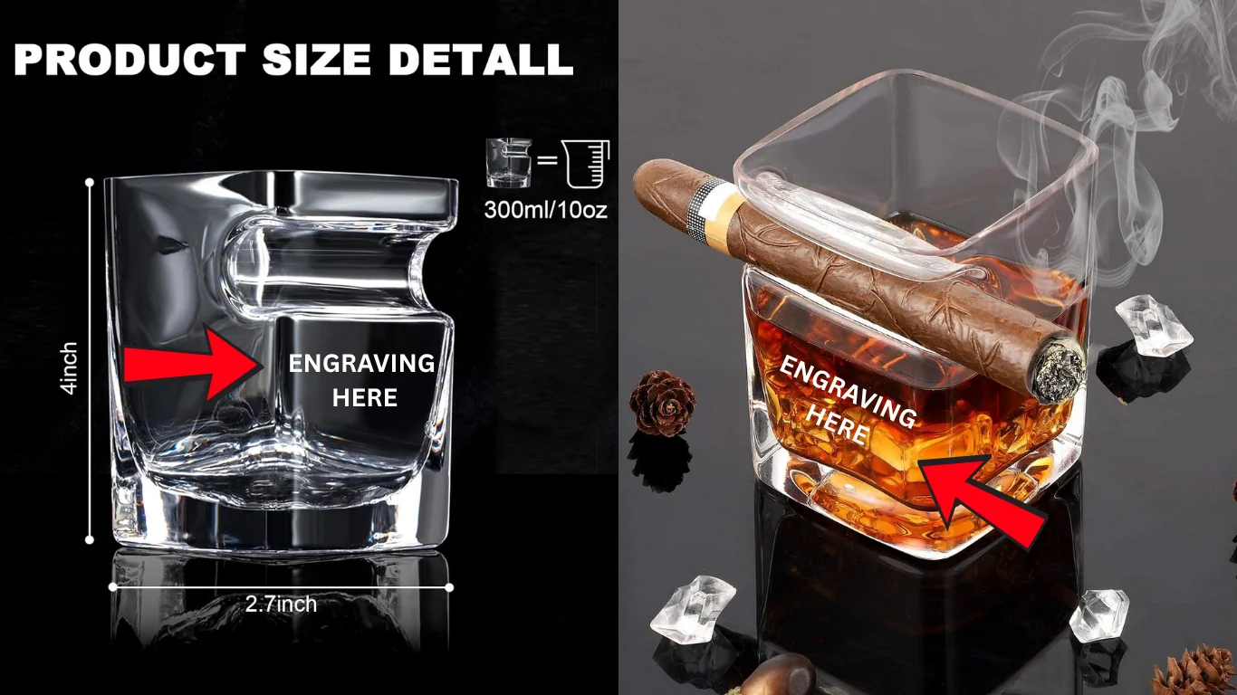Exclusive Cigar Whiskey Glasses -12oz Old Fashioned Glass with Integrated Cigar High-Quality