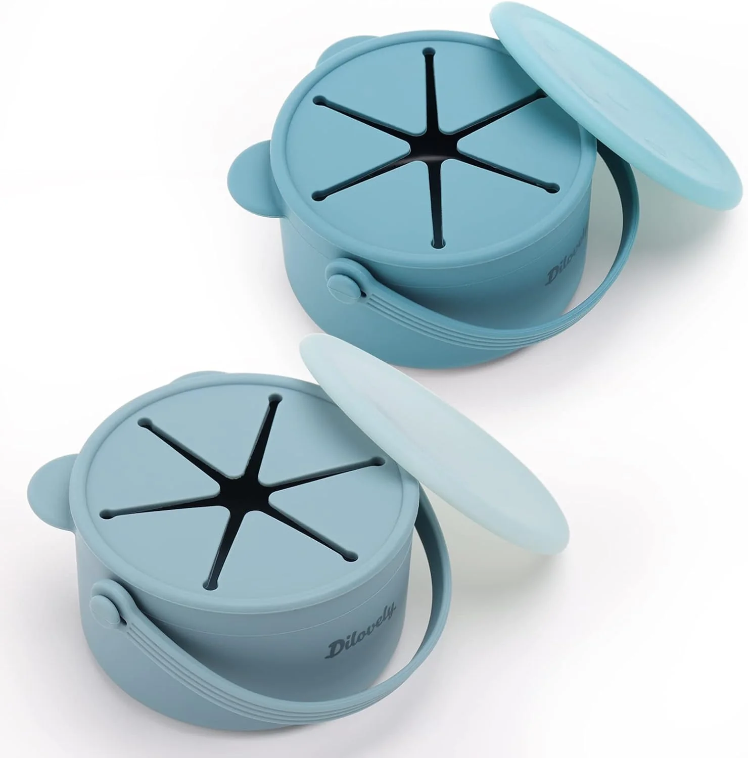 Original Design Silicone Snack Cups for Toddlers Kids Snack Containers No Spill Baby Treat Holders with Handle Dust Proof Lid 2 Pack Dishwasher Safe and BPA 9 oz Silicone Baby Snack Cups Baby Food Catcher Spill Proof Kid Snacks Holder with DustProof Lid Dish High-End