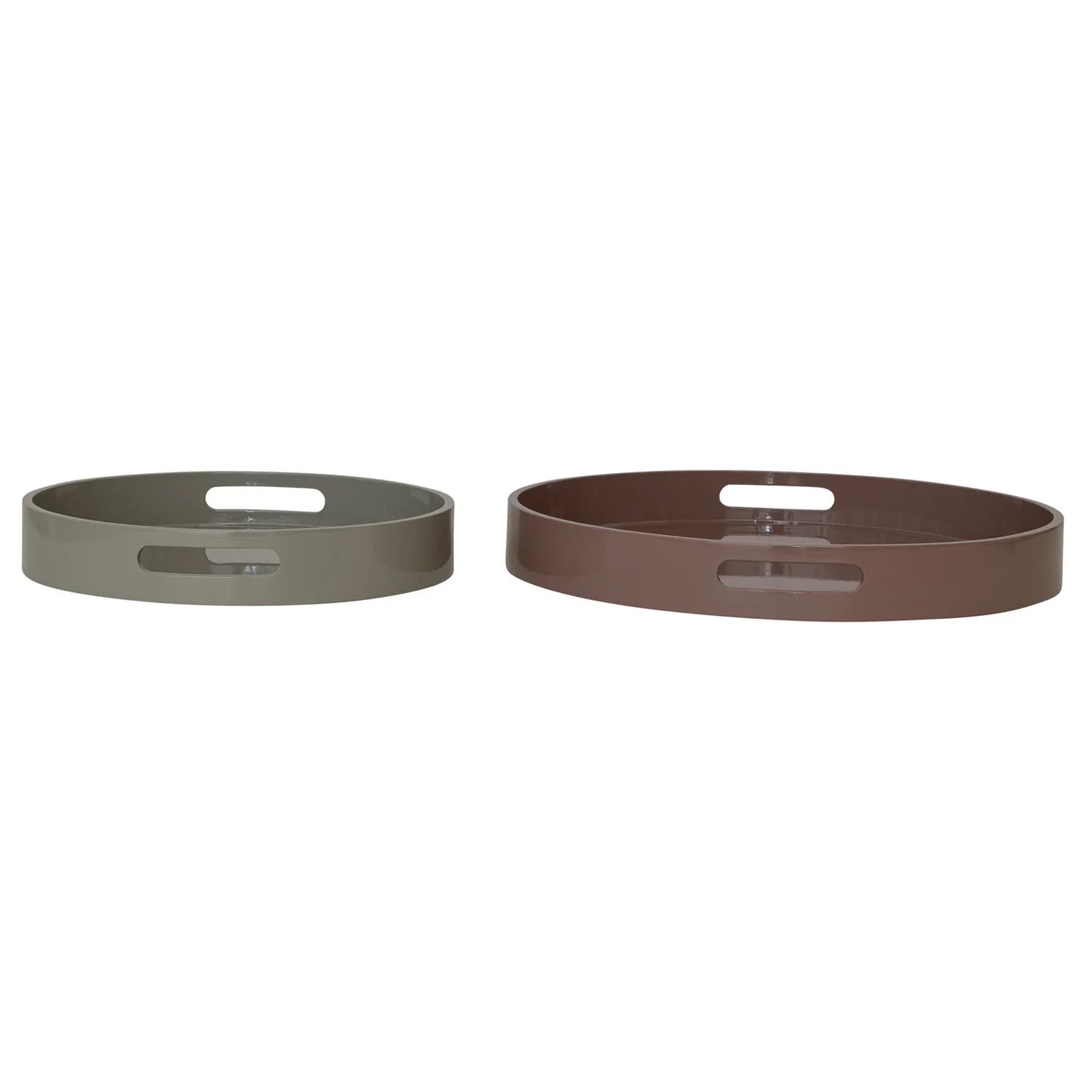 Safe Lacquered Trays w Handles Brown Taupe Fashionable