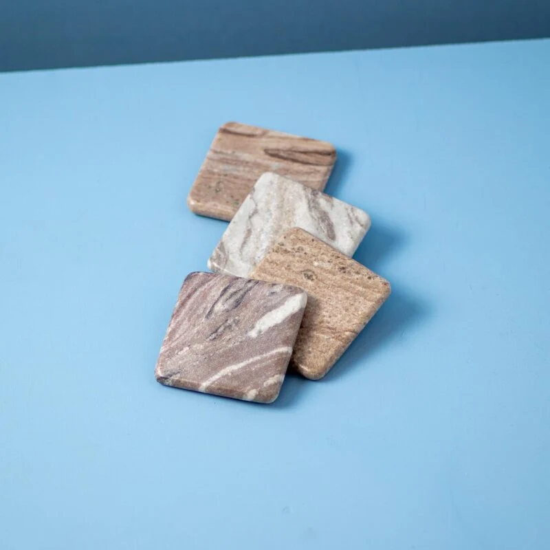 Elegant Waterfall Marble Square Coasters - Set of 4 Elite