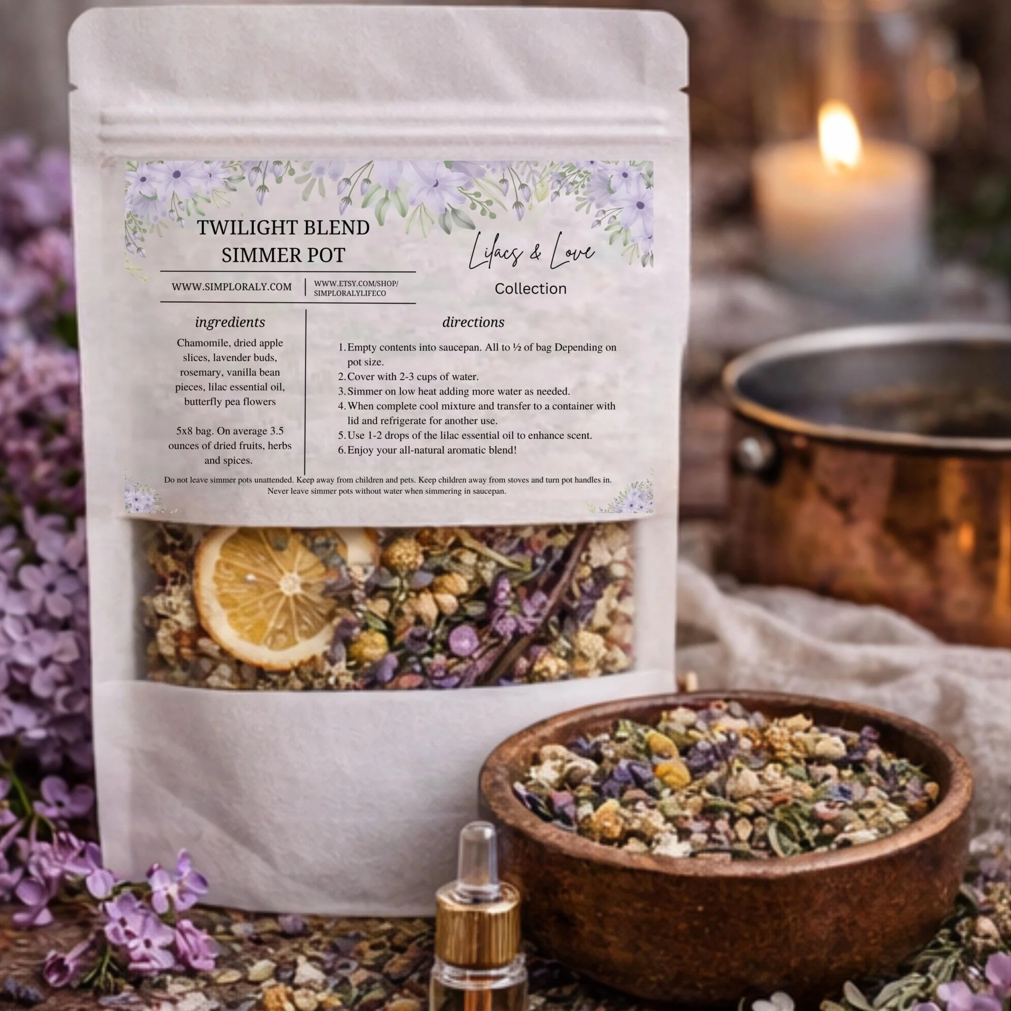 Breathable Lilacs and Love Twilight Simmer Pot Lavender Vanilla Stovetop Potpourri Relaxing Floral Home Fragrance Comfortable