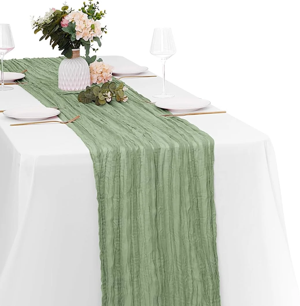 Modern Sage Green Cheesecloth Table Runners 20x120 Dependable
