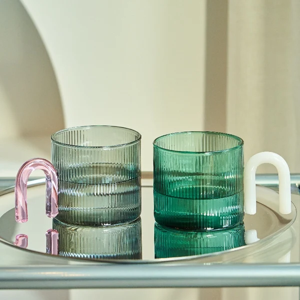 Soft Ripple Clear Glass Mug Natural