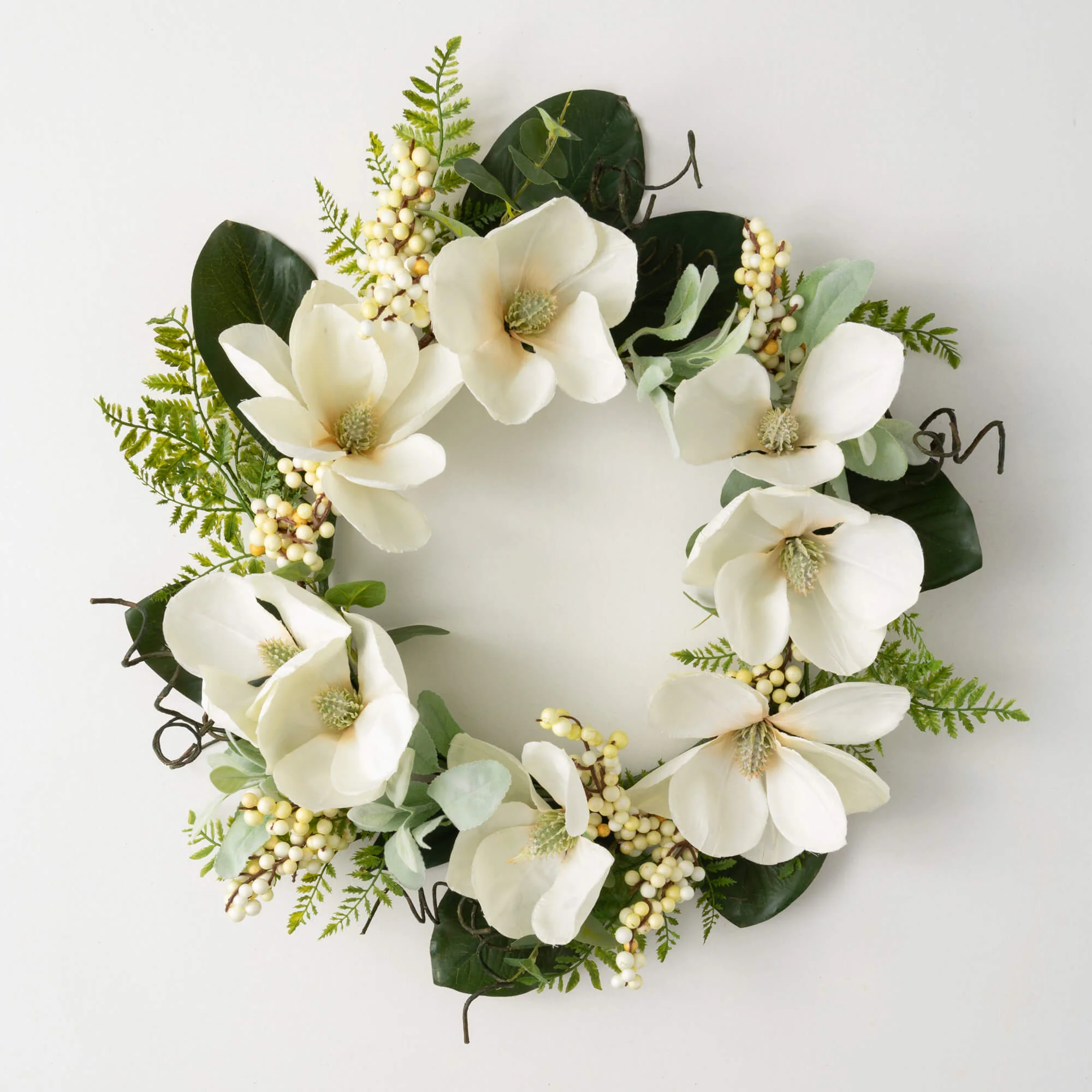 Detailed 24 Magnolia Fern Berry Wreath First-Class