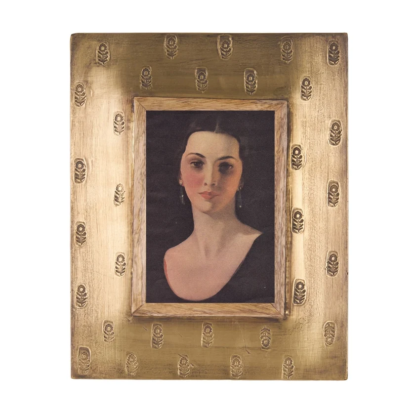 Crafted Floral Brass Hammered 4x6 Photo Frame Soft