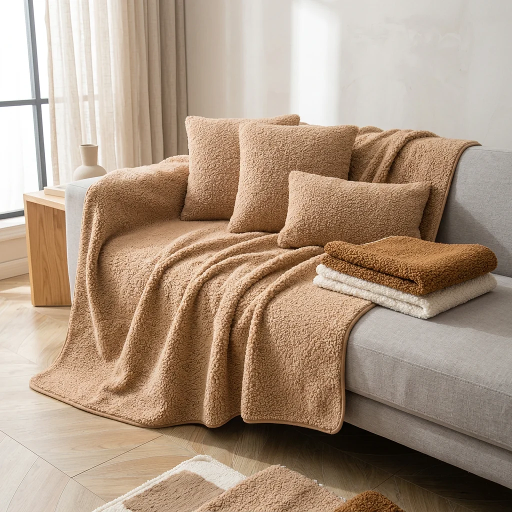 Minimalist Lamb-Wool Sofa Cushion Cover Cosy Nordic Non-Slip Practical