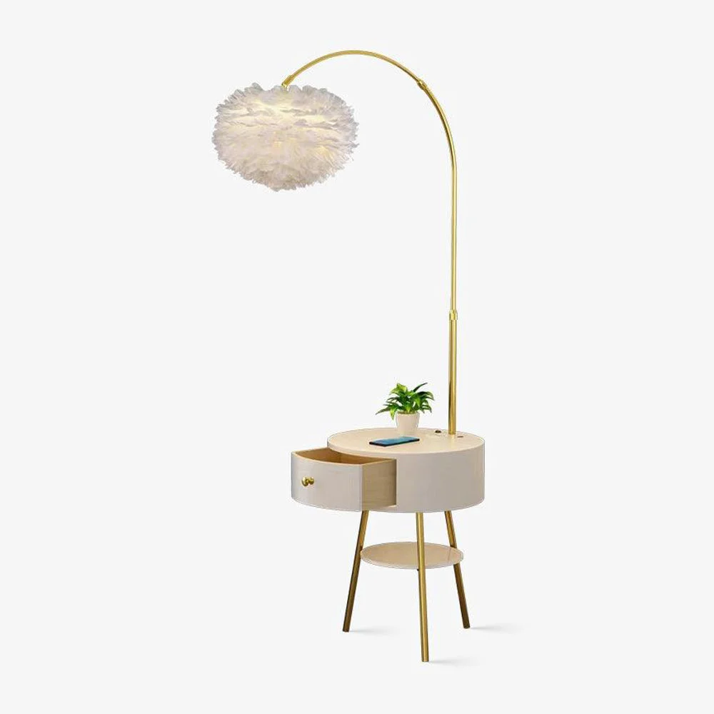 Contemporary Feather Drawer Floor Lamp Stylish