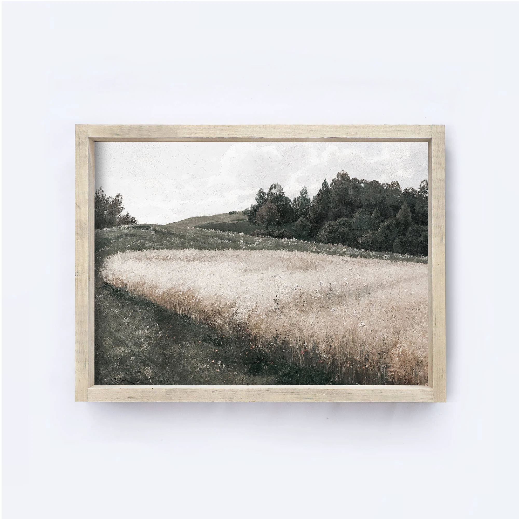 Recyclable Framed Landscape Wall Art Aged Farmhouse 8.5x7 Practical