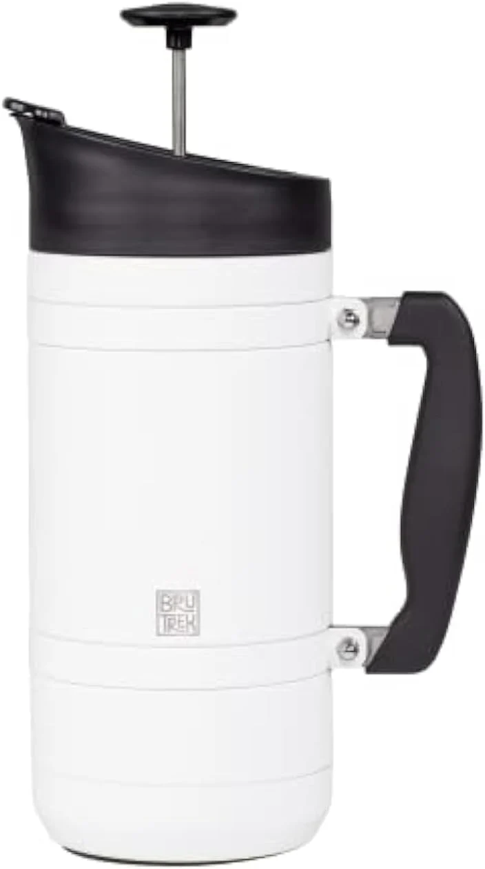 Effective Basecamp Coffee Press - Double Wall Vacuum Insulated Stainless Steel - Bru-Stop Technology No Grounds in Coffee No Spill Lid Snowflake White Classic