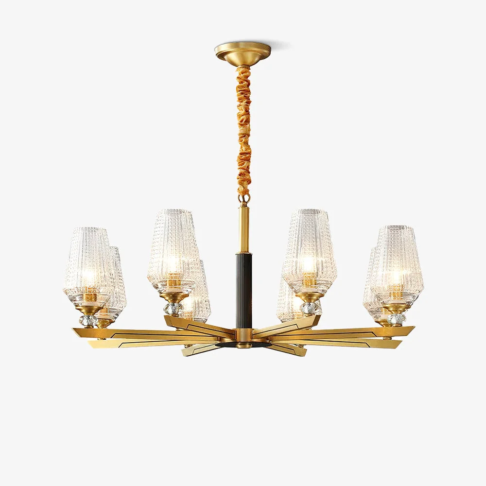 Fine Orrefors Brass Chandelier Secure