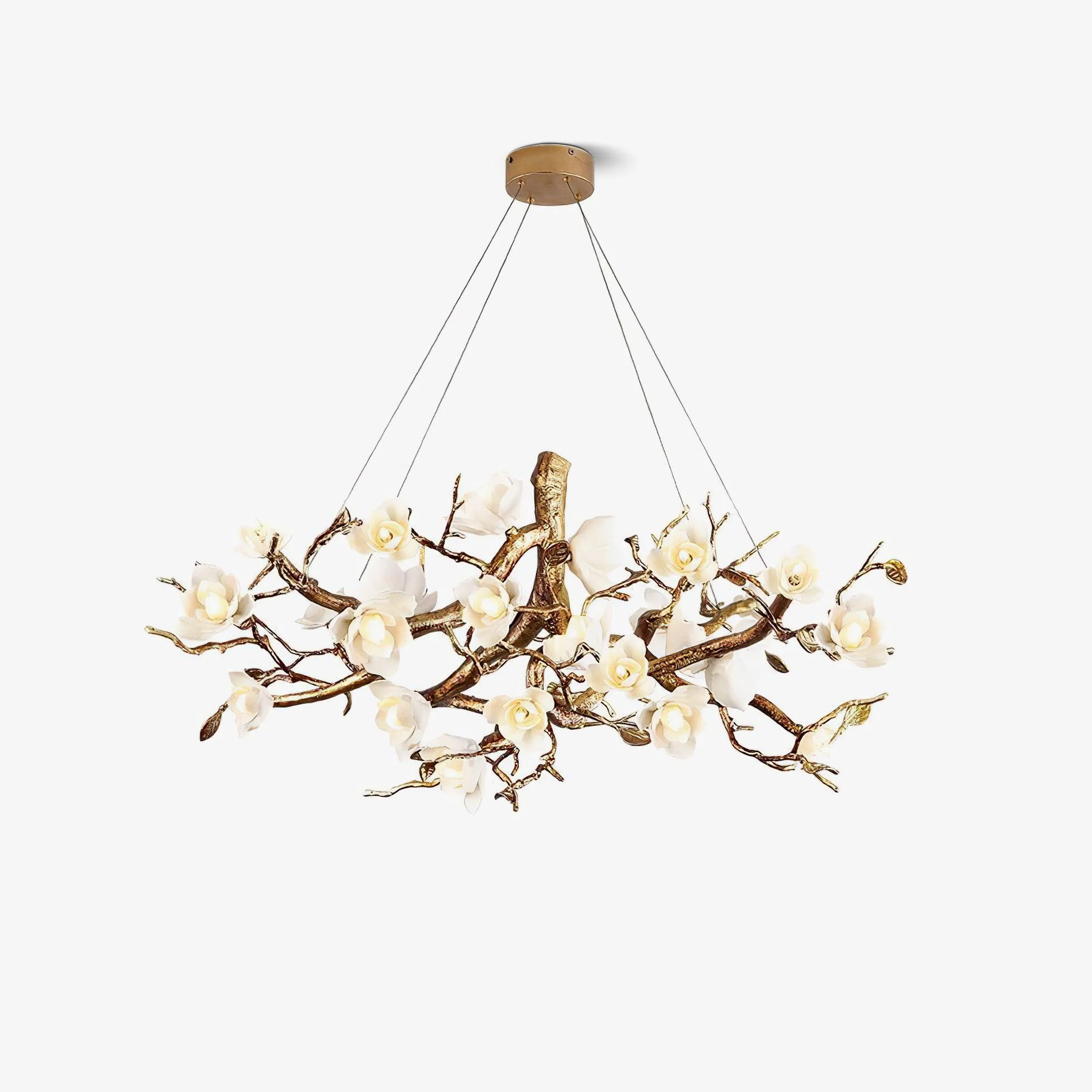 Relaxed Flower Bloom Branch Brass Chandelier Classic