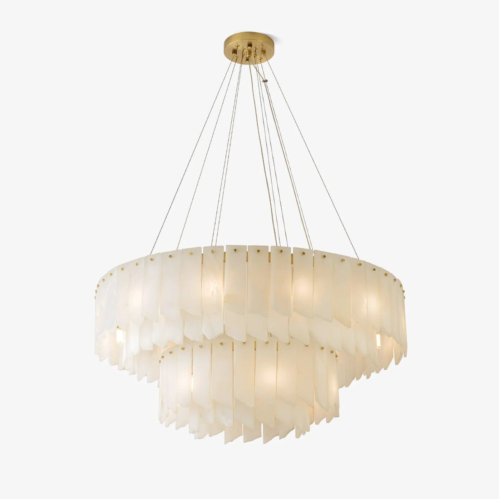 Smooth Alabaster Cascade Tiered Chandelier Minimalist