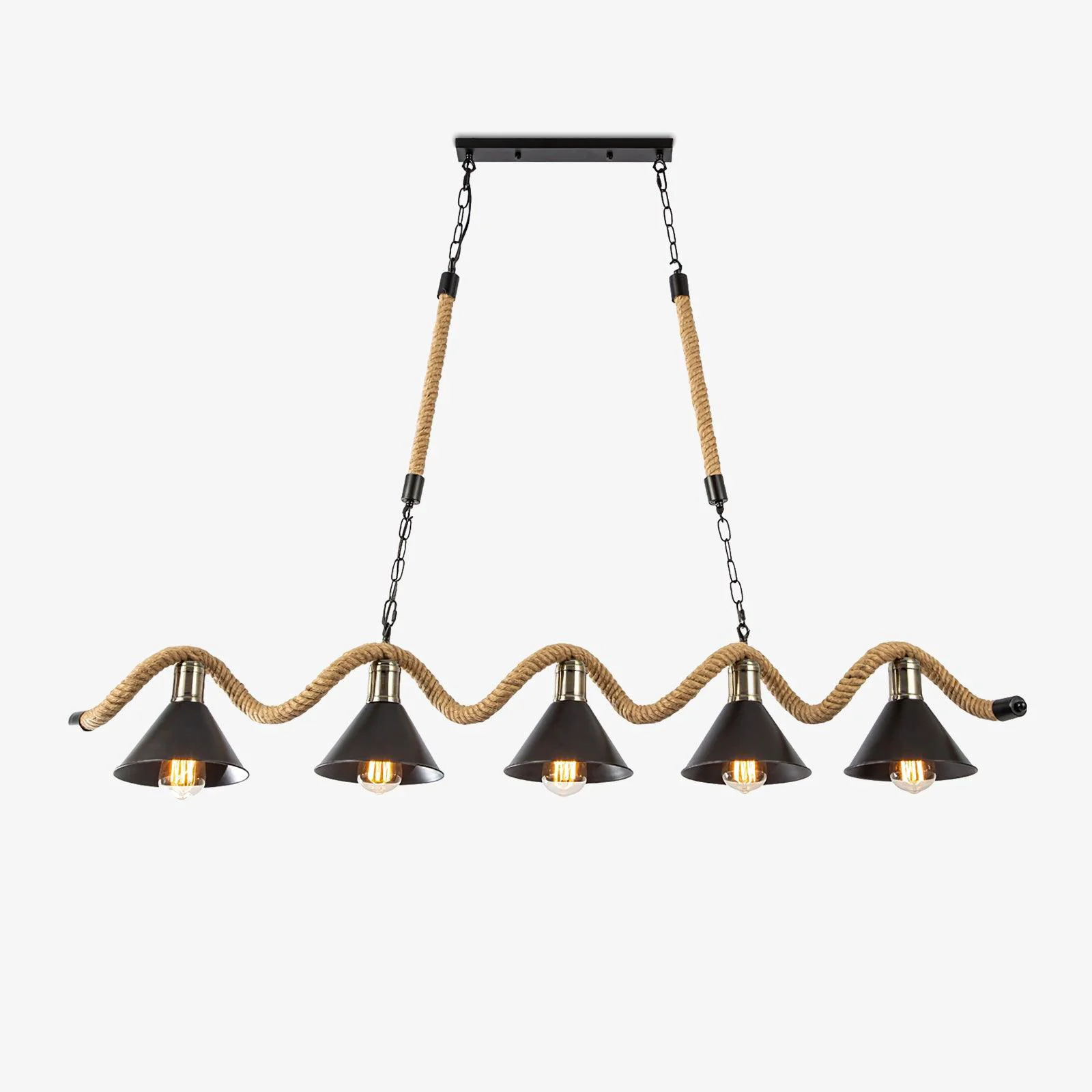 Reusable Hemp Rope Industrial Wave Chandelier Artisan