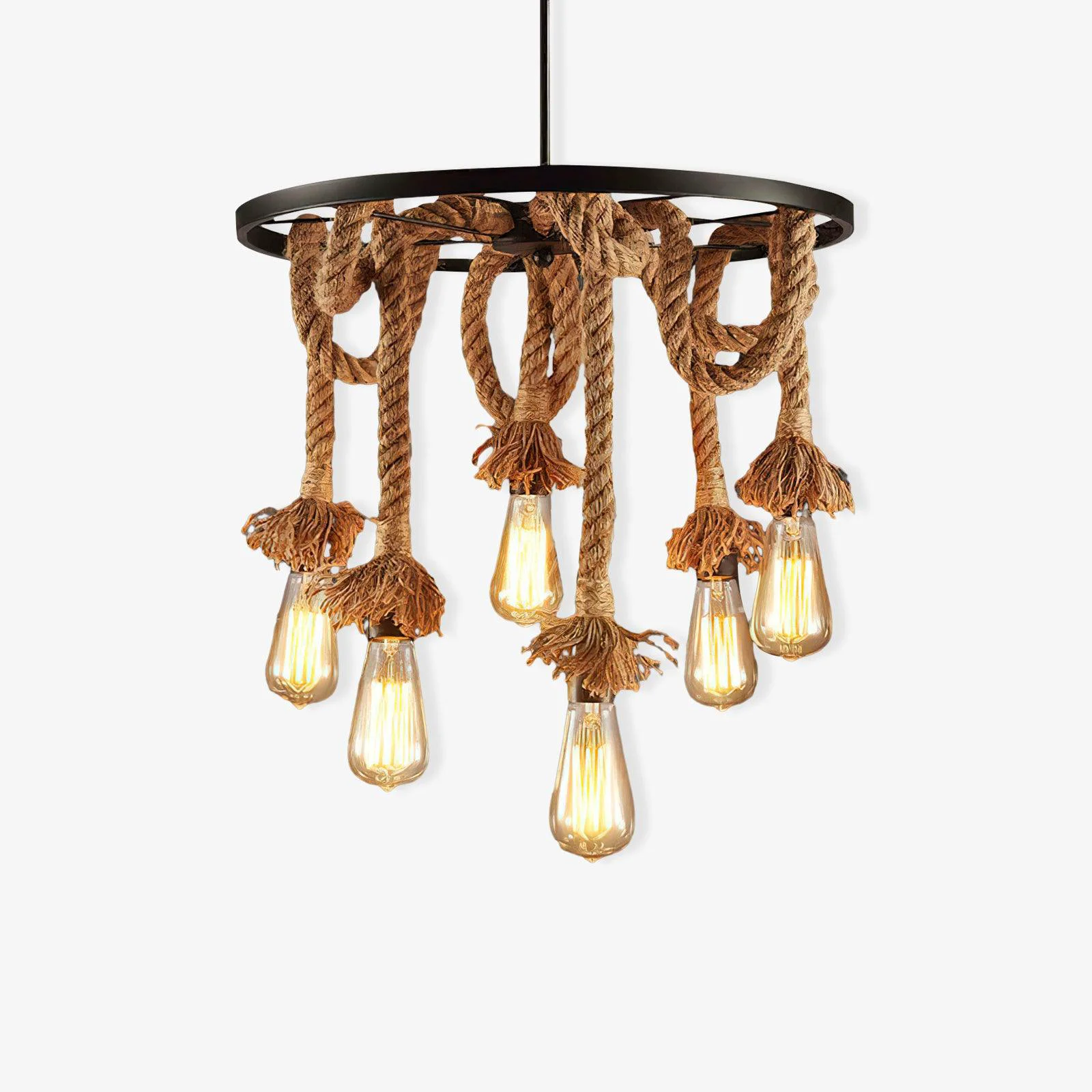 Premium Hemp Rope Industrial Six Head Chandelier User-Friendly