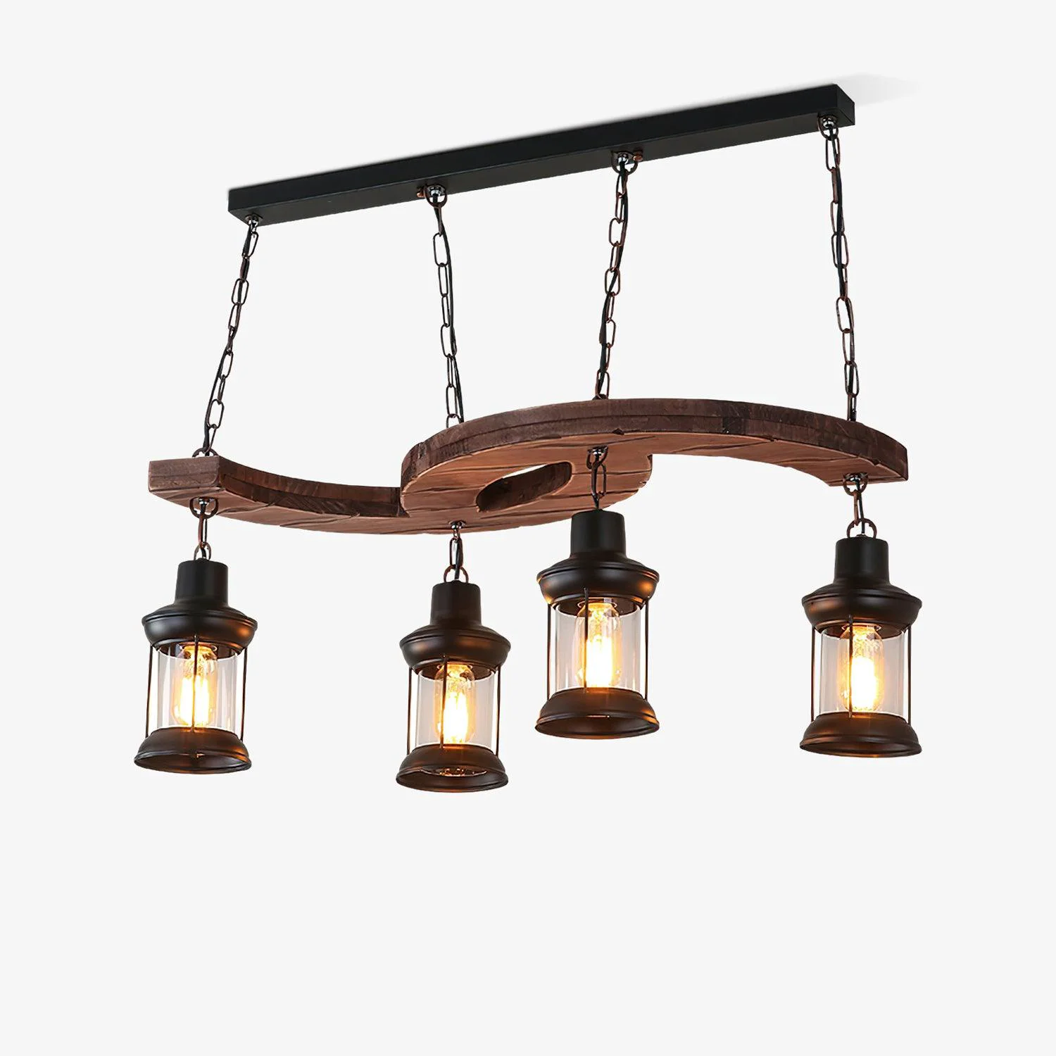 World-Class Retro Boat Wood Chandelier Crafted