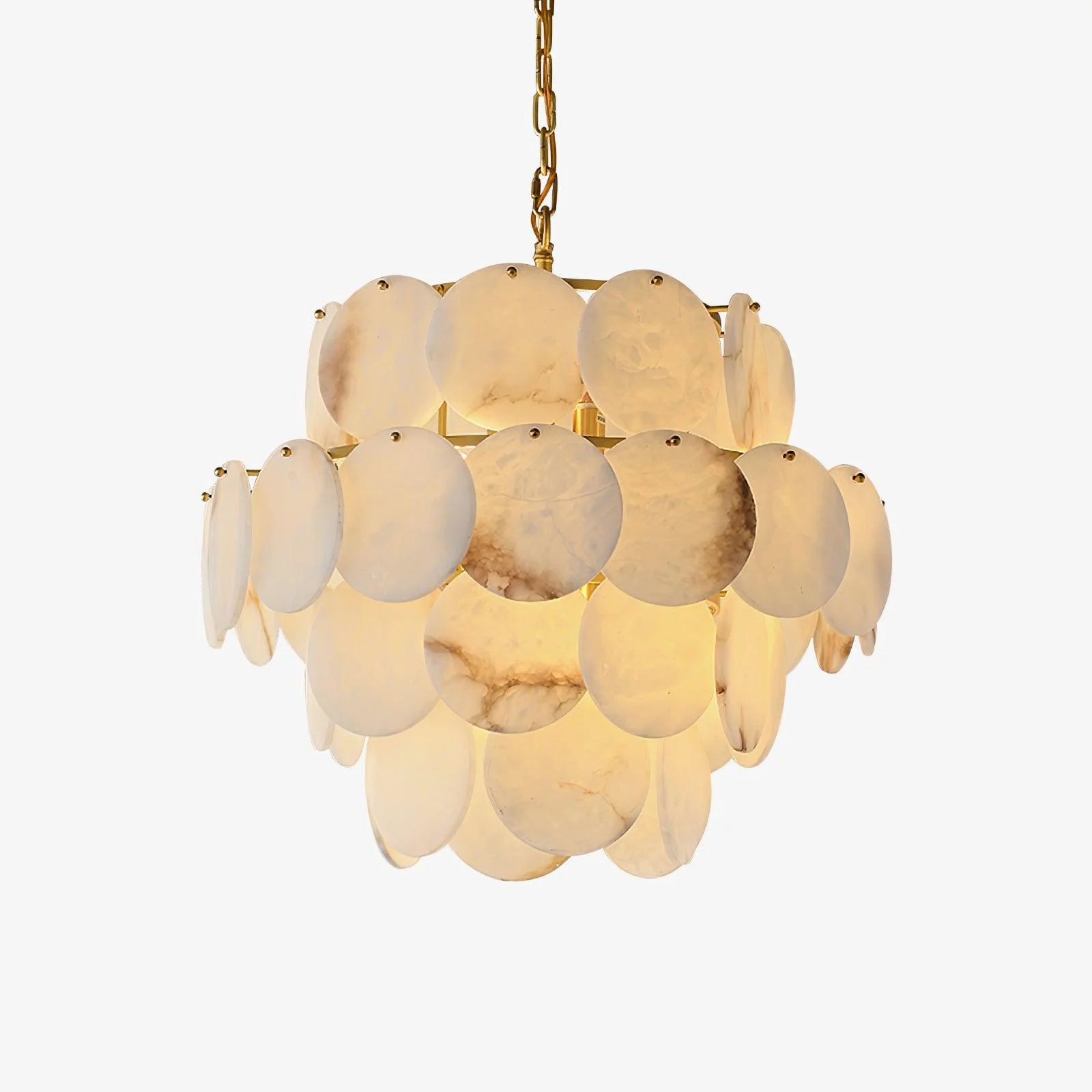 World-Class Alabaster Shell Brass Chandelier Flexible