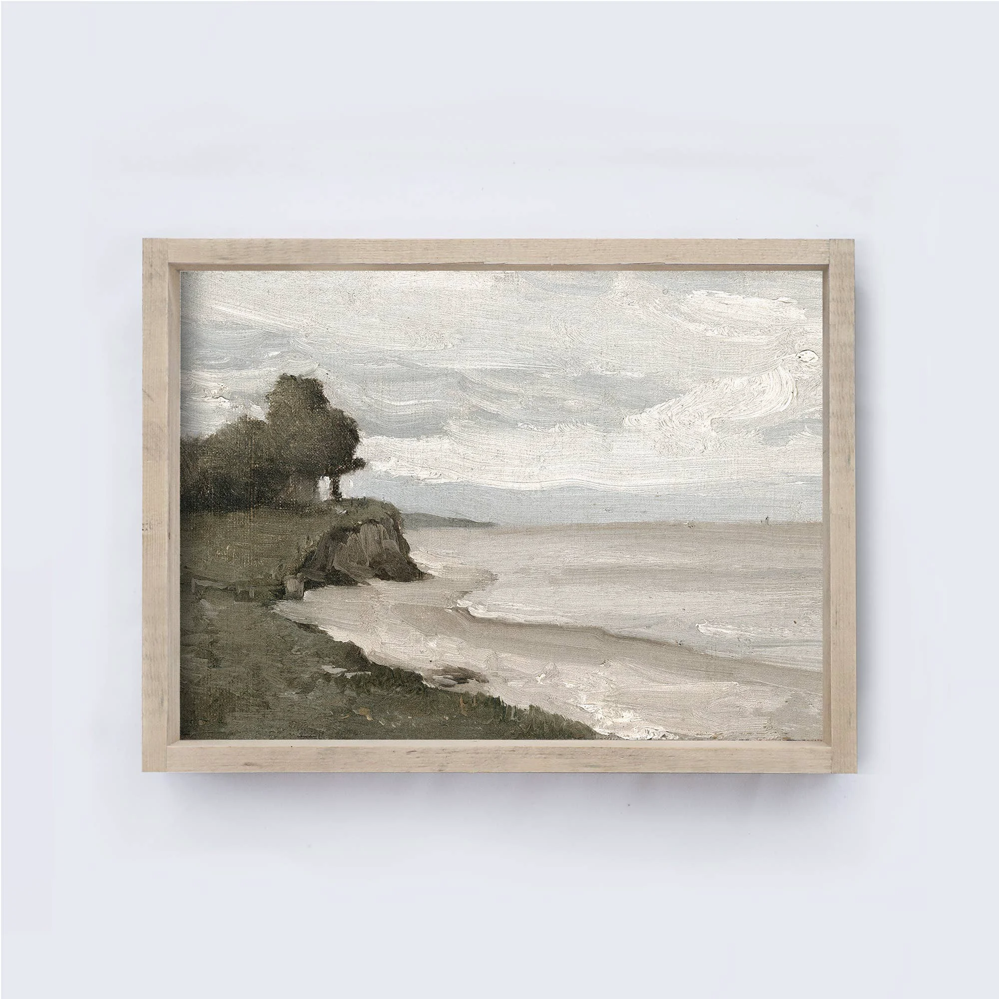 Top-Quality Vintage Coastal Sea Painting Aged Farmhouse 8.5x7 Durable