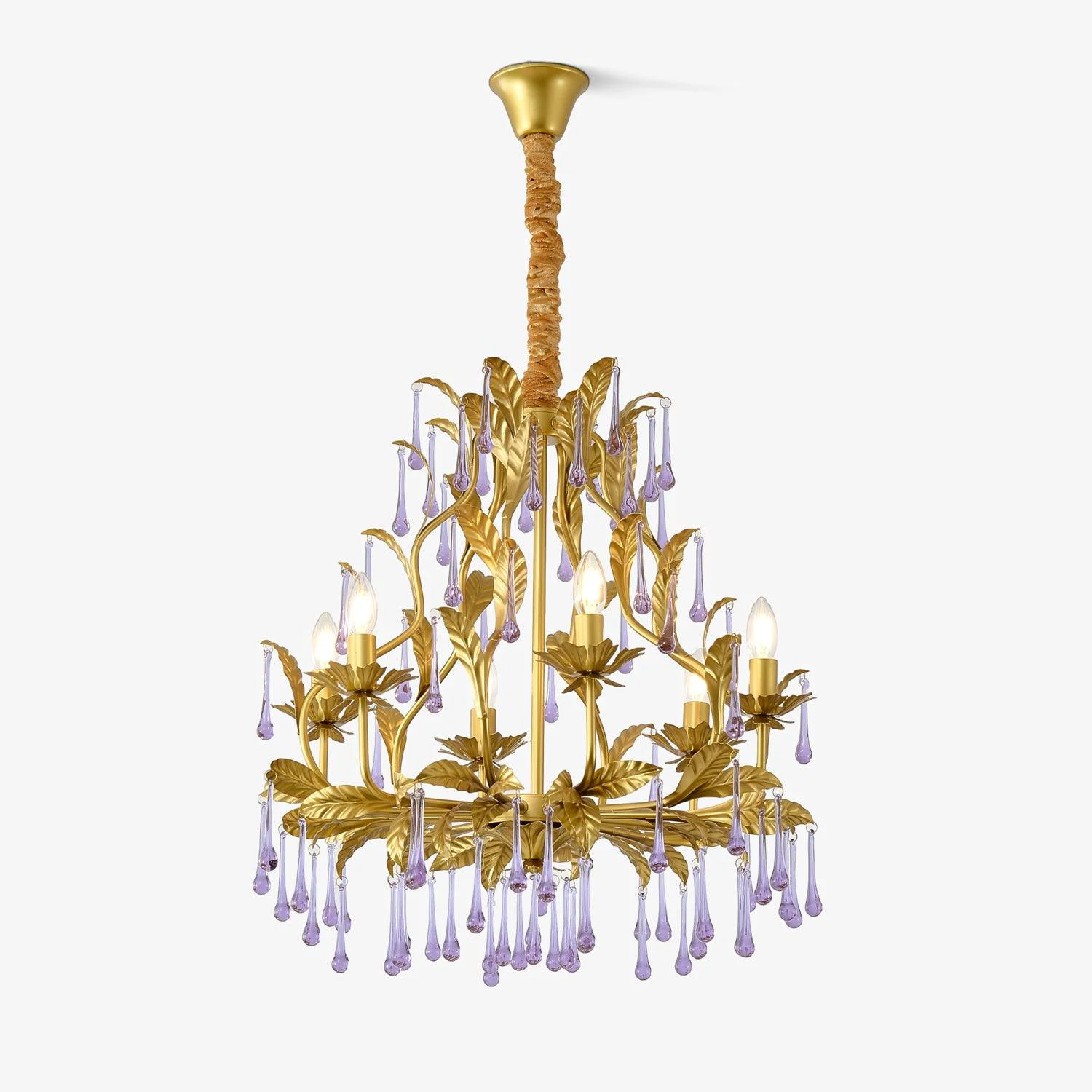 Relaxed Amethyst Drops Crystal Chandelier Powerful