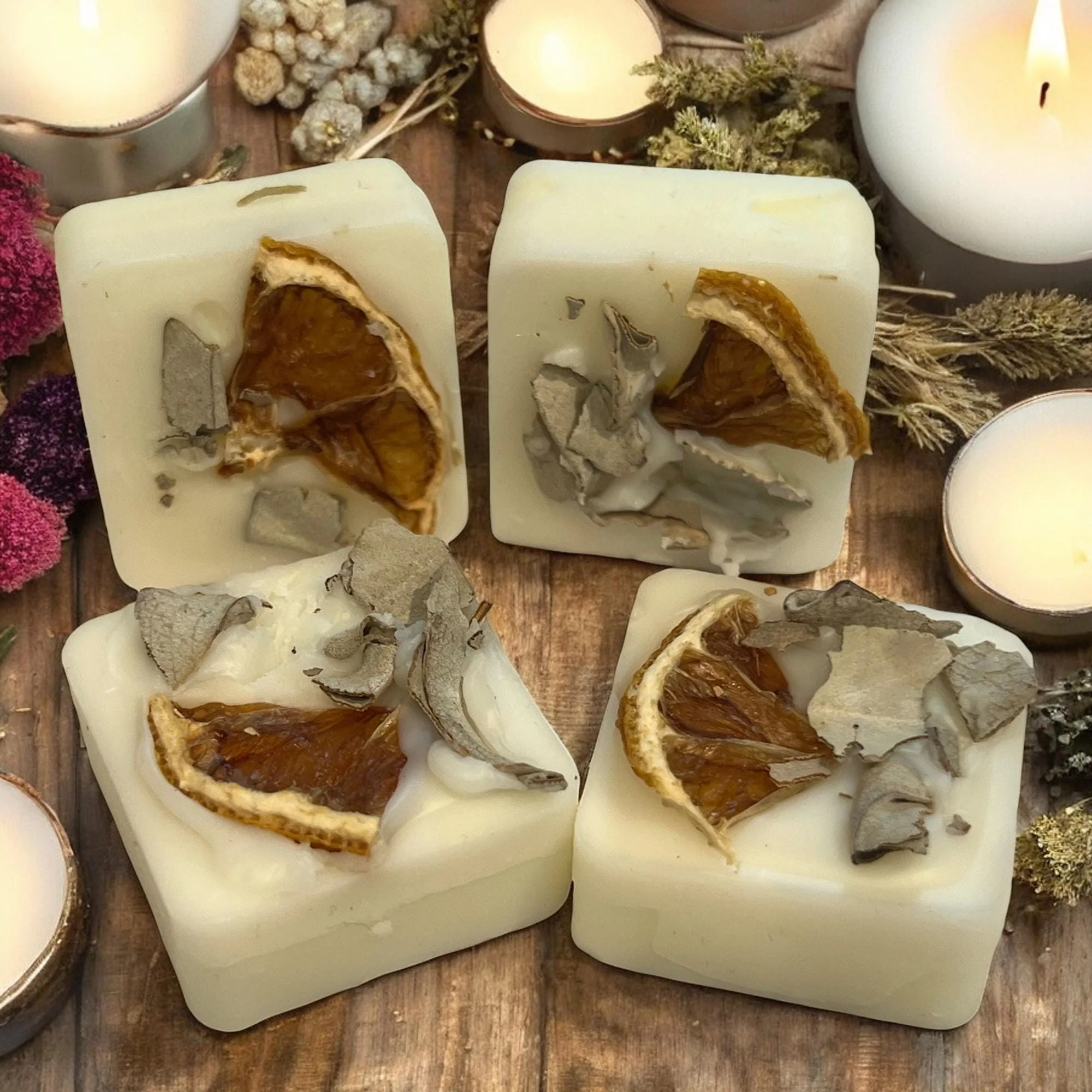 Convenient Sage Orange Soy Wax Melts Herbal Aromatherapy Cubes Citrus Home Fragrance Powerful