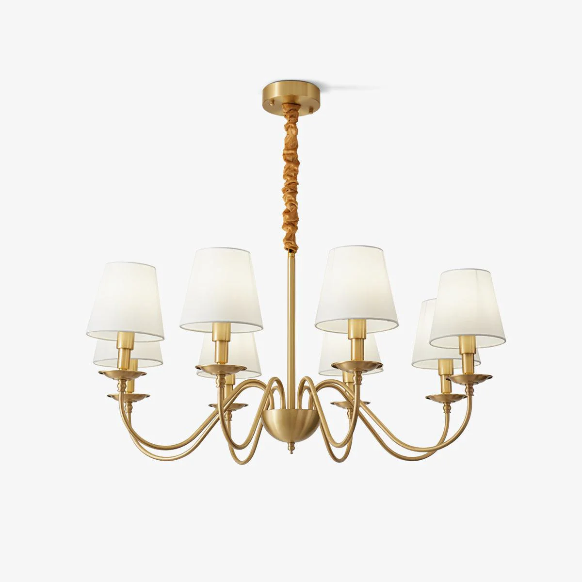 Carefully Designed Tapered Fabric Brass Chandelier Top-Quality