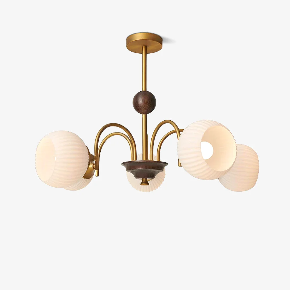 Convenient Sculptural Glass Ribbed Chandelier Powerful
