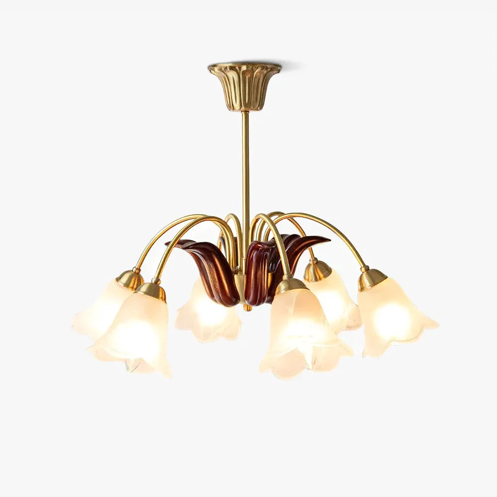 Refined Brass Pastoral Flower Chandelier Top-Quality