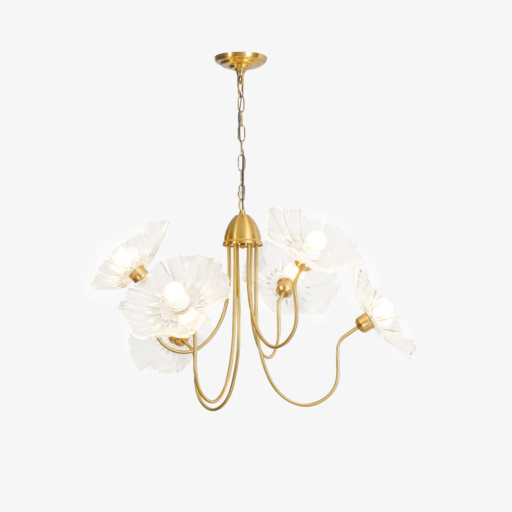 Expertly Made Lotus Leaf Glass Chandelier Versatile