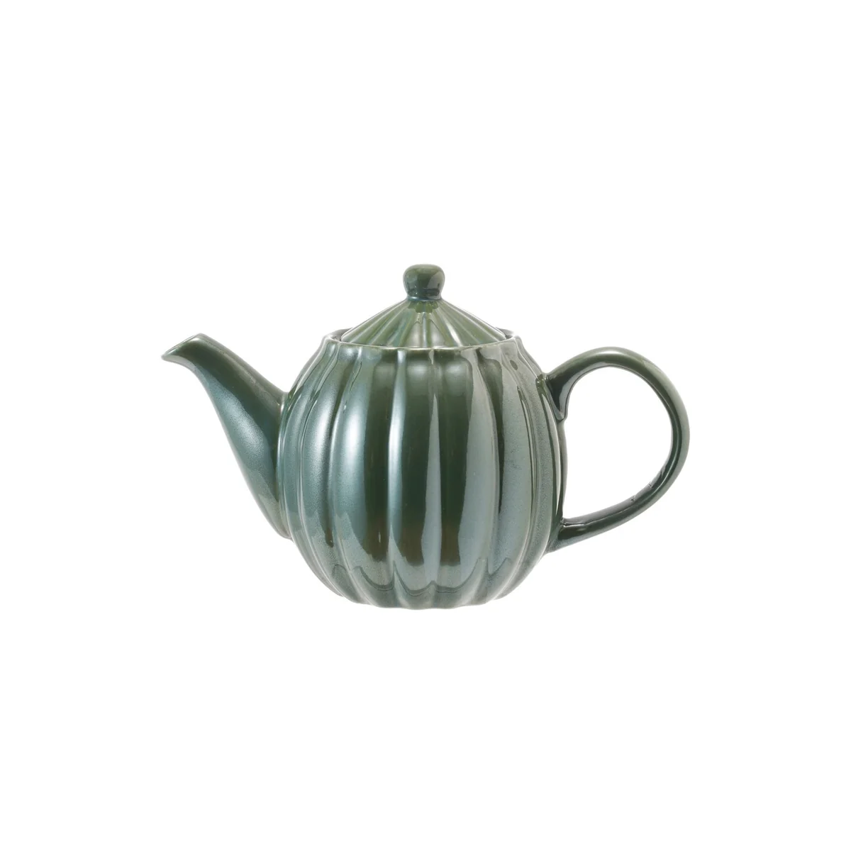 Trendy 34 oz. Stoneware Ribbed Teapot Reactive Glaze Green Each One Will Vary Practical