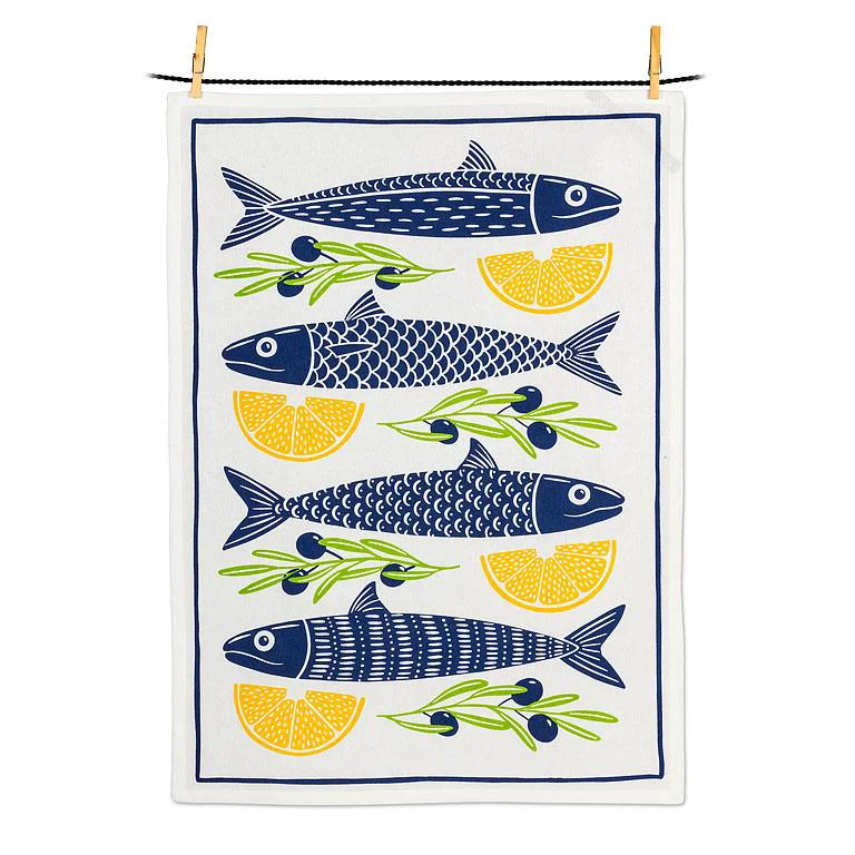 Dependable Fish Lemons Tea Towel Trusted