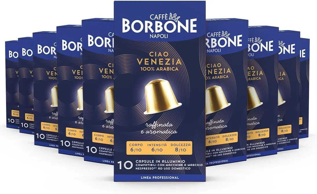 Easy-to-Use Caffè Borbone Ciao Venezia Aluminum Capsules Compatible with Nespresso Machines Medium Roast 100 Count Elite