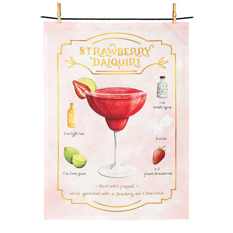 Excellent Strawberry Daiquiri Recipe Tea Towel Casual