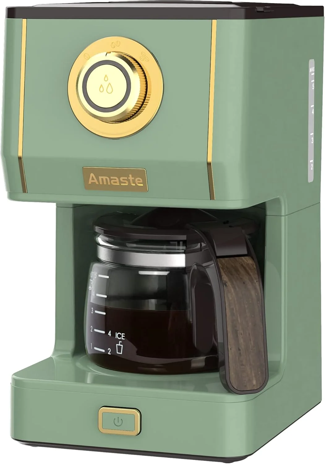 Secure Amaste Drip Coffee Maker Coffee Machine with 25 Oz Glass Coffee Pot Retro Style Coffee Maker with Reusable Filter Three Brewing Modes High-End