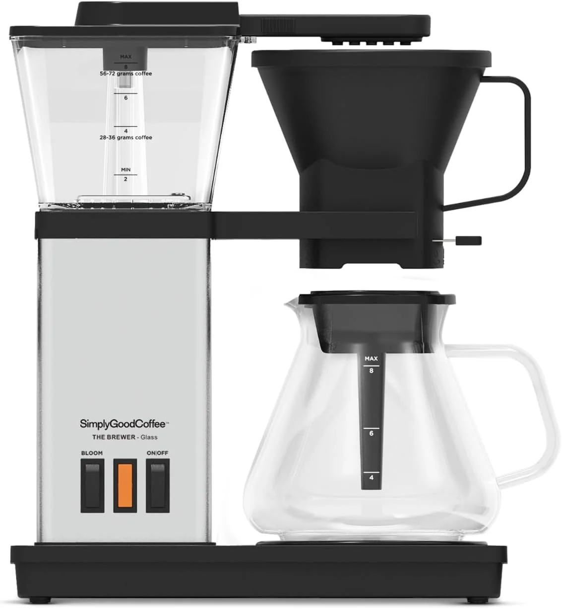 Secure SimplyGoodCoffee Coffee Maker Coffee Machine. 8 Cup Automatic Drip Pour Over Coffee Brewer. Easy To Use Gold Cup Standard. Black Stainless Steel Consistent