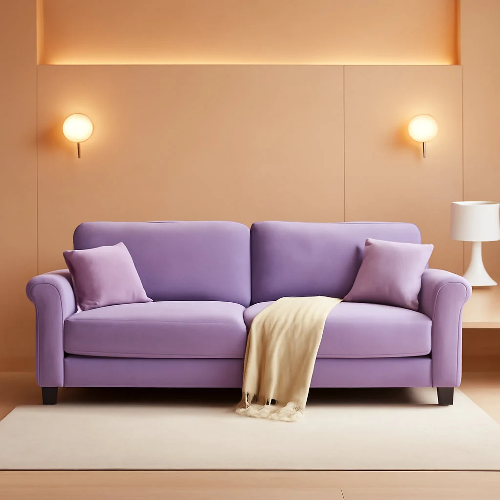 Natural Deluxe Velvet 83 Inches Luxury Loveseat Purple Shade World-Class