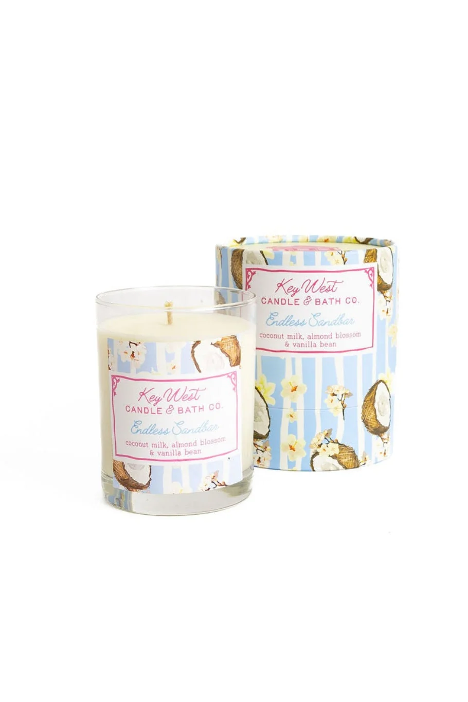Top-Quality Endless Sandbar Glass11.5oz - Coconut Milk Almond Blossom Vanilla BeanEndless Sandbar – Tropical Coconut Candle Proven