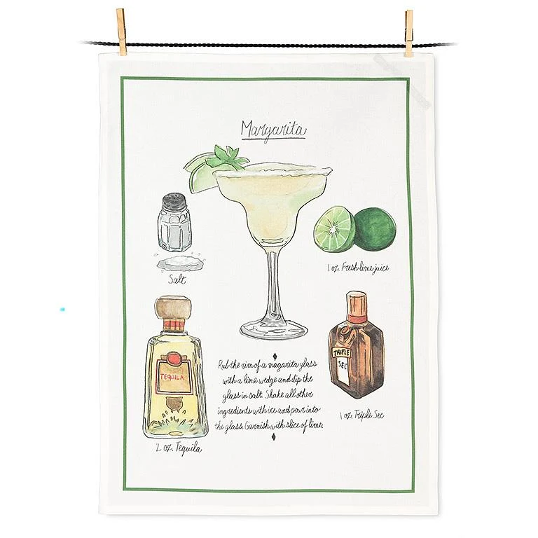 Elegant Margarita Recipe Tea Towel Modern