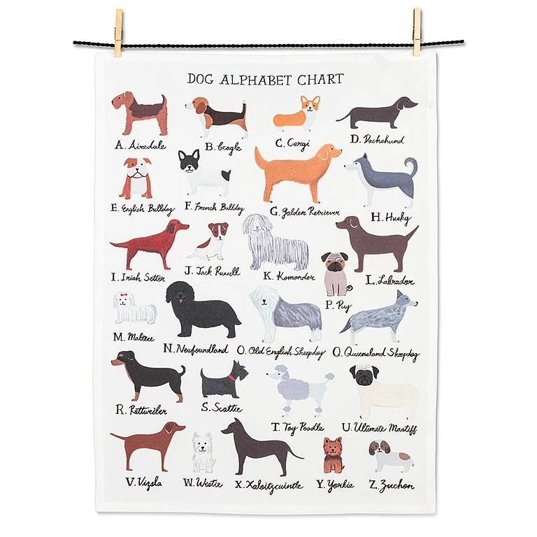 Exceptional Dog Alphabet Tea Towel Recyclable
