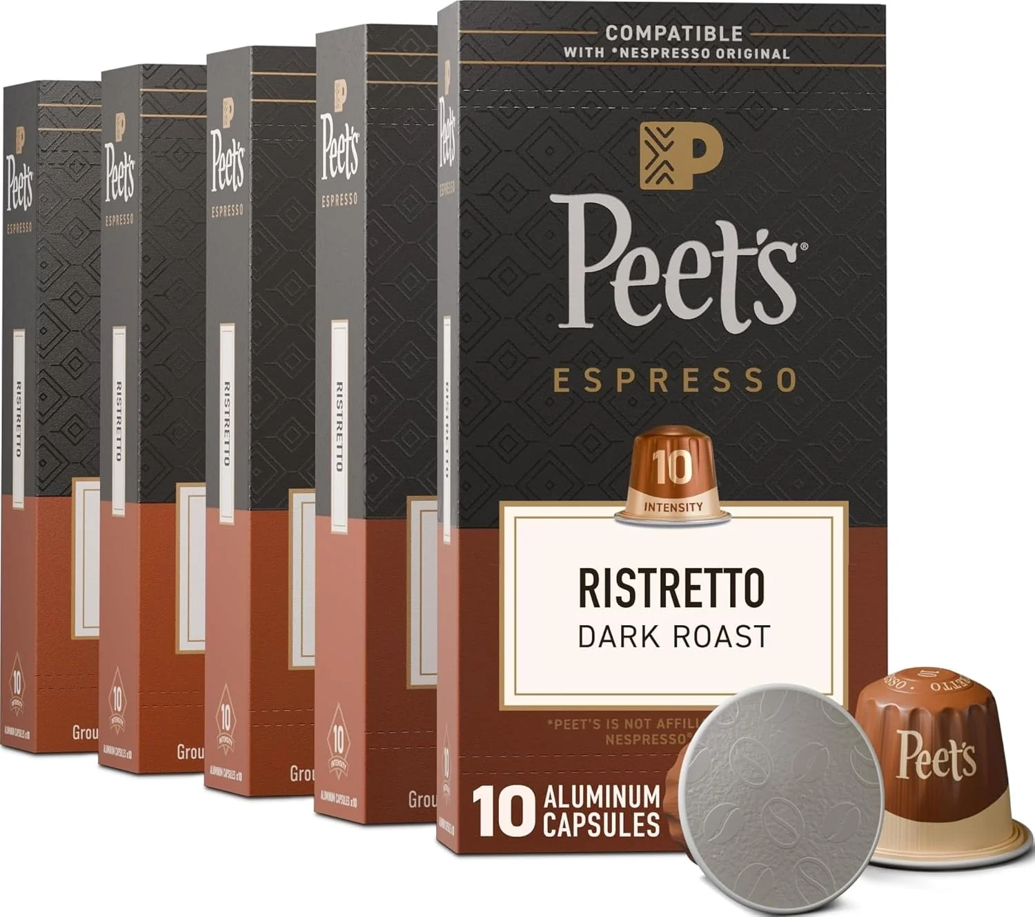 Next-Generation Peet's Coffee Espresso Capsules Dark Roast Ristretto 50 Count Clean