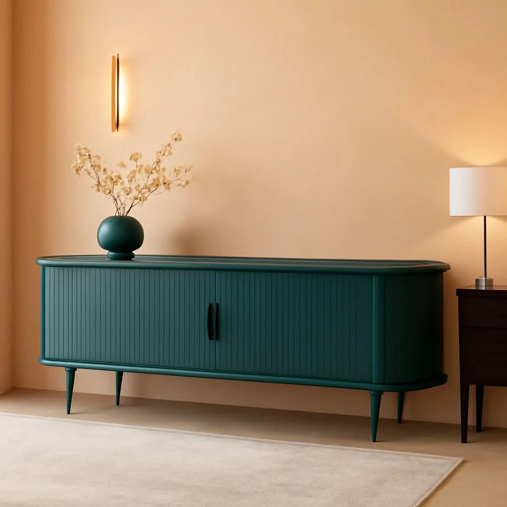 Outstanding 71 Inch Tambour Door TV Console Entertainment Center Relaxed