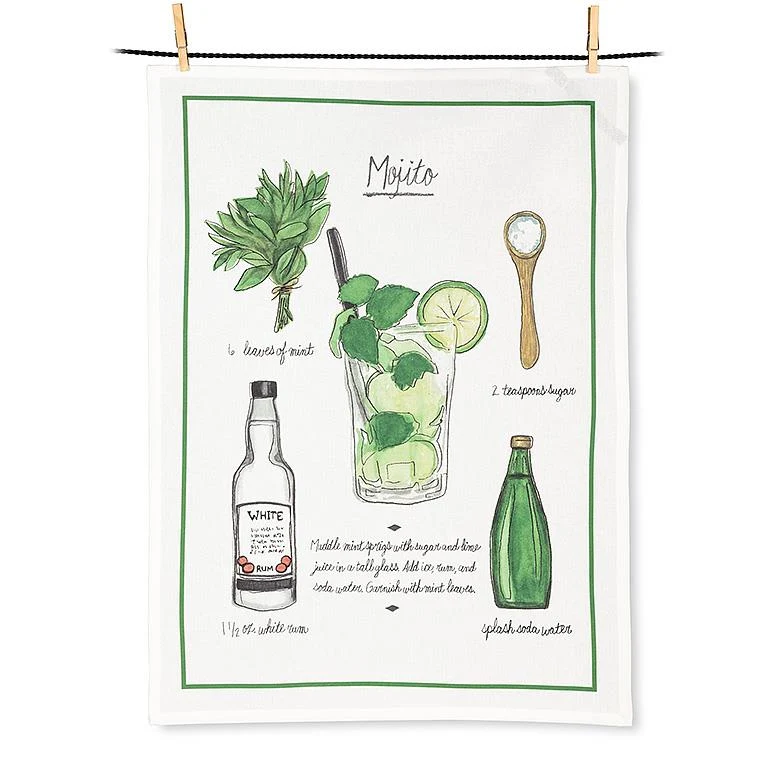 Verified Mojito Recipe Tea Towel Contemporary