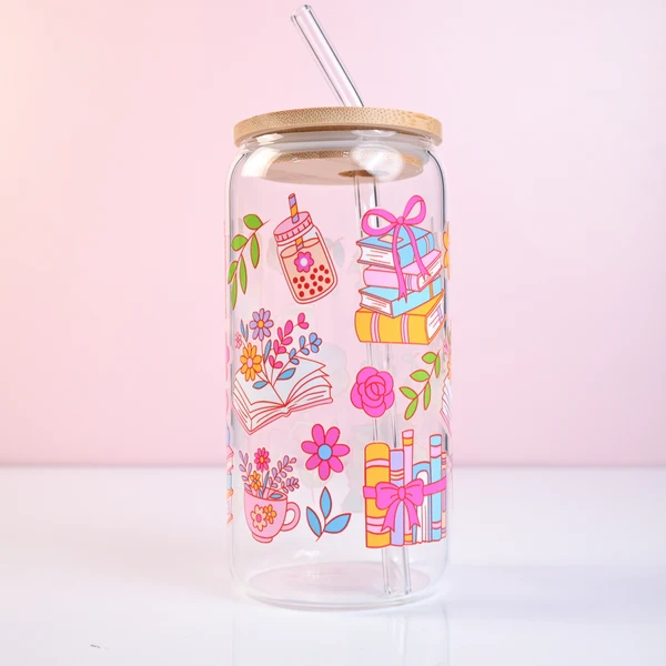 Functional Books Flowers Glass Tumbler Smart