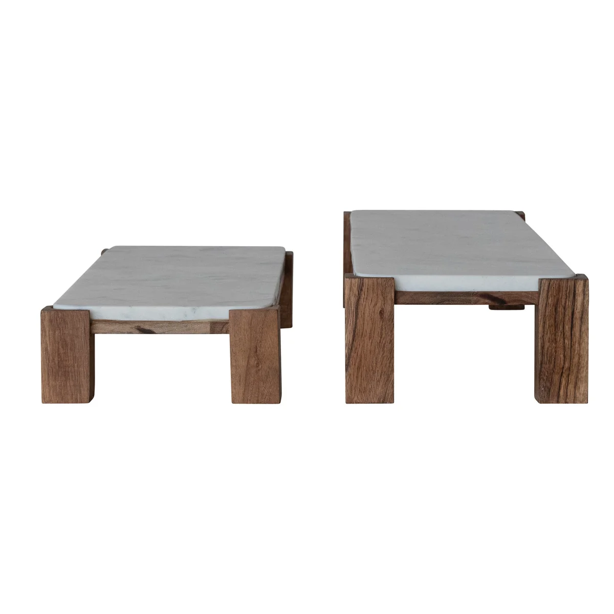 Easy-to-Use Marble Acacia Wood Nesting Pedestals Prestigious
