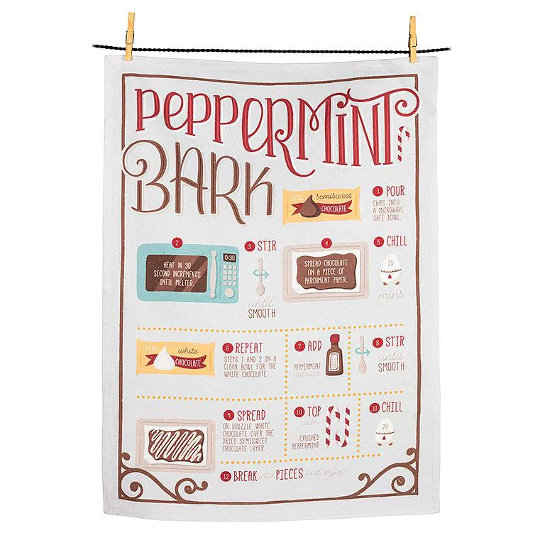 Casual Peppermint Bark Recipe Tea Towel Enhanced