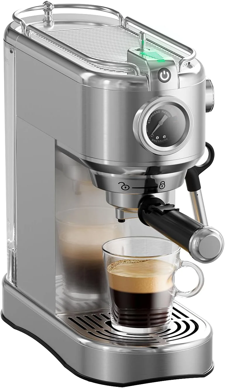Authentic Espresso Machine - 20 Bar Espresso Maker with Milk Frother Steam Wand Coffee Maker for Latte amp Cappuccino 1450W Semi-Automatic Coffee Machine with 34oz Removable Water Tank Compact Kitchen Contemporary